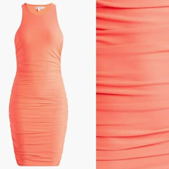 Good American Satin Body-Con Minidress Fiery Neon Coral (orange red) SZ 2X NWT - Picture 7 of 13